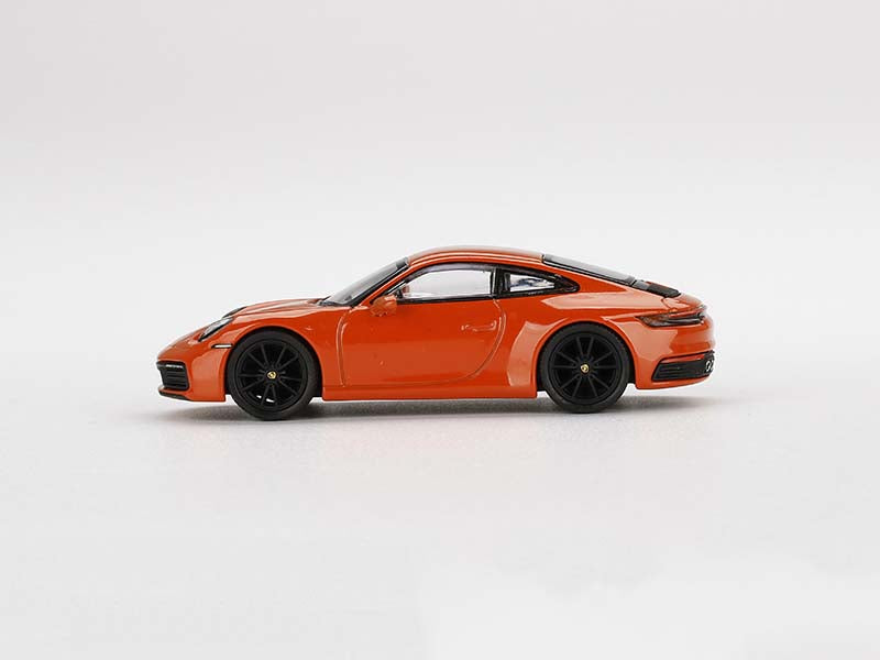 CHASE Porsche 911 (992) Carrera 4S - Lava Orange (Mini GT) Diecast 1:64 Scale Model Car - True Scale Miniatures MGT00371