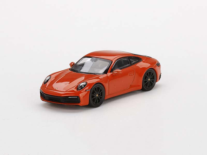 CHASE Porsche 911 (992) Carrera 4S - Lava Orange (Mini GT) Diecast 1:64 Scale Model Car - True Scale Miniatures MGT00371