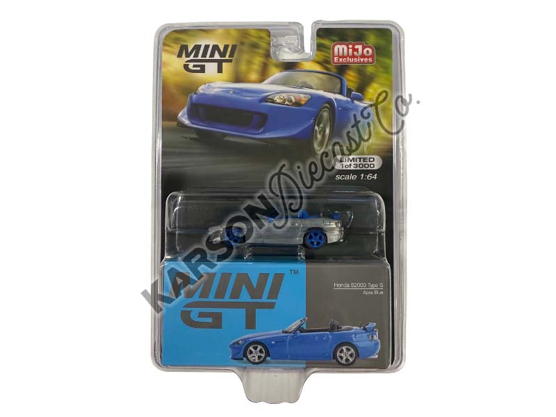 CHASE Honda S2000 (AP2) Type S Apex Blue (Mini GT) Diecast 1:64 Scale Model - True Scale Miniatures MGT00376