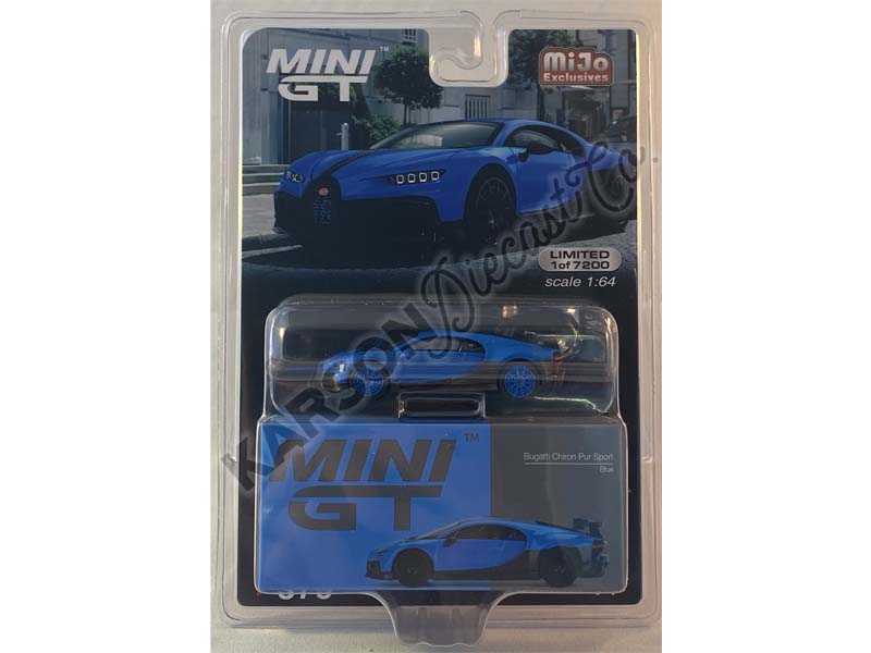 CHASE Bugatti Chiron Pur Sport - Blue (Mini GT) Diecast 1:64 Scale Model - TSM MGT00379