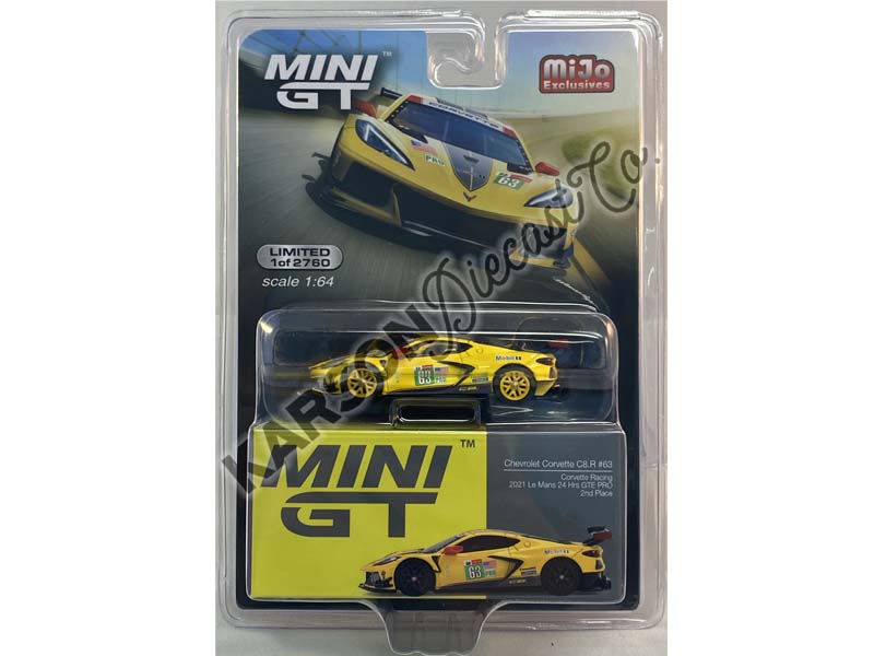 CHASE Chevrolet Corvette C8.R #63 - 2021 Le Mans 24 Hrs GTE PRO 2nd Place (Mini GT) Diecast 1:64 Scale Model - True Scale Miniatures MGT00383