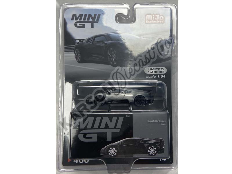 CHASE Bugatti Centodieci Black - MiJo Exclusive (Mini GT) Diecast 1:64 Scale Model - TSM MGT00466