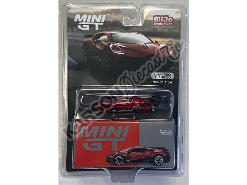 CHASE Bugatti Divo Red Metallic - MiJo Exclusive (Mini GT) Diecast 1:64 Scale Model - TSM MGT00503