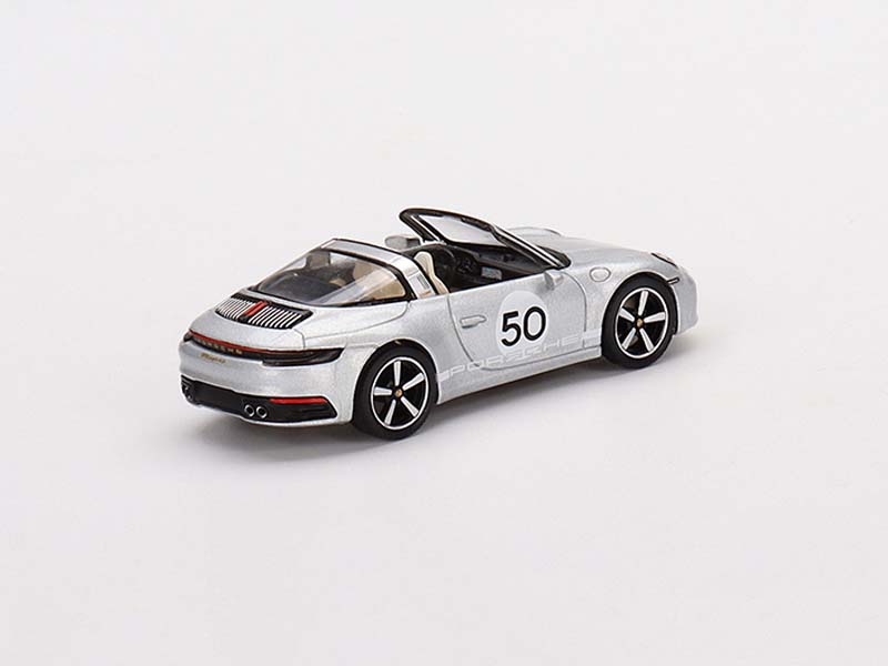 Porsche 911 Targa 4S Heritage Design Edition GT - Silver Metallic LHD (Mini GT) Diecast 1:64 Scale Model - TSM MGT00507