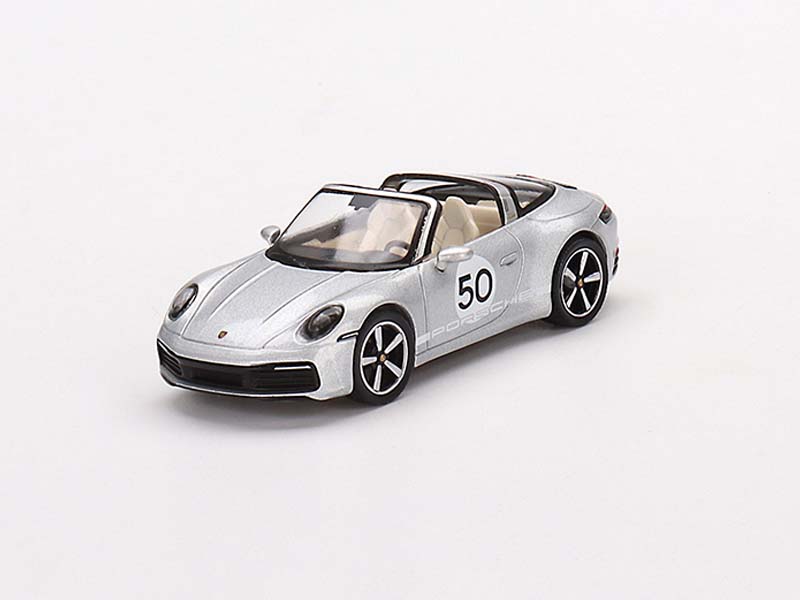 Porsche 911 Targa 4S Heritage Design Edition GT - Silver Metallic LHD (Mini GT) Diecast 1:64 Scale Model - TSM MGT00507