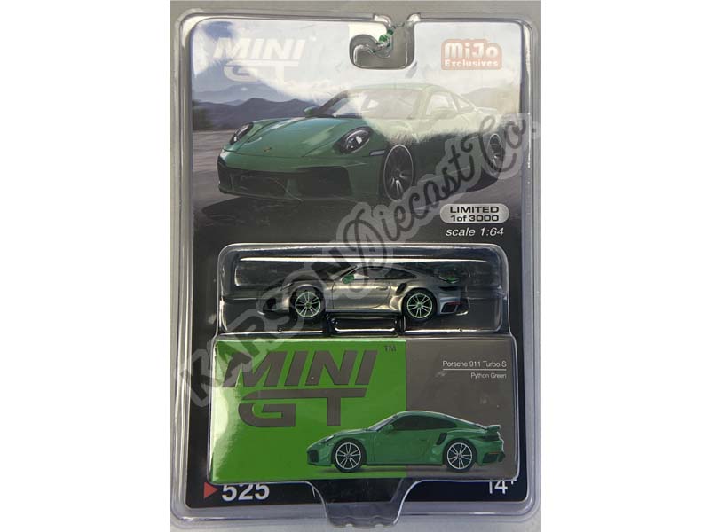 CHASE Porsche 911 Turbo S Python Green (Mini GT) Diecast 1:64 Scale Model - TSM MGT00525