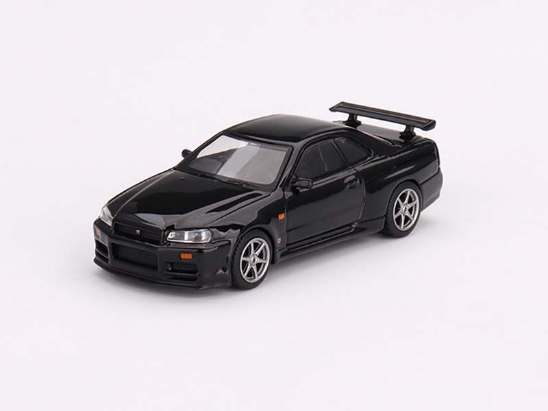 PRE-ORDER Nissan Skyline GT-R (R34) V-Spec Black Pearl (Mini GT) Diecast 1:64 Scale Models - TSM MGT00570