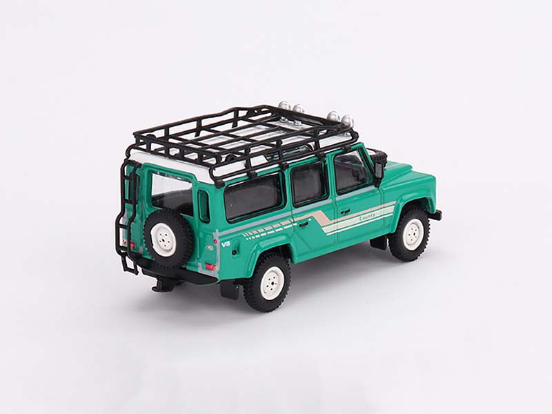 CHASE 1985 Land Rover Defender 110 County Station Wagon Trident Green - MiJo Exclusive (Mini GT) Diecast 1:64 Scale Model - TSM MGT00590