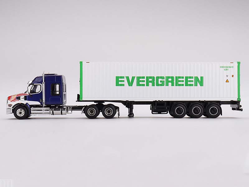 PRE-ORDER Western Star 49X w/ 40′ Reefer Container EVERGREEN Limited Edition (Mini GT) Diecast 1:64 Scale Model - TSM MGT00597
