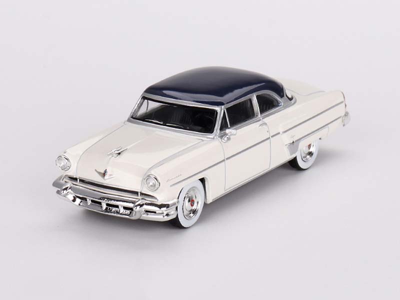 PRE-ORDER 1954 Lincoln Capri – Arctic White / Atlantic Blue – Mijo Exclusives (Mini GT) Diecast 1:64 Scale Model - TSM MGT00631