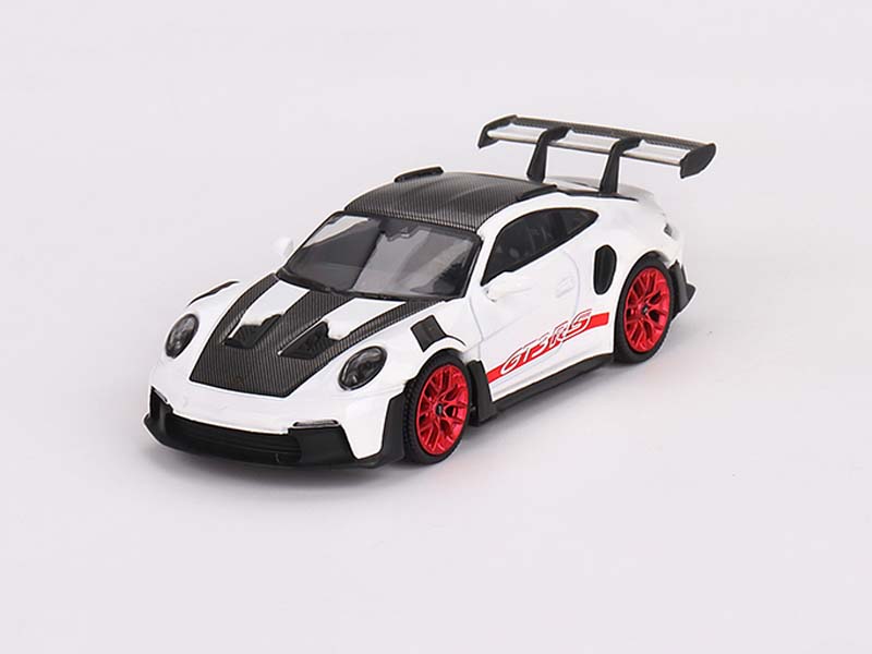 PRE-ORDER Porsche 911 (992) GT3 RS Weissach Package White w/ Pyro Red (Mini GT) Diecast 1:64 Scale Model - TSM MGT00706
