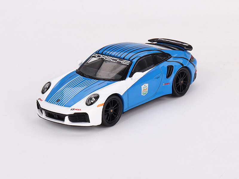 PRE-ORDER Porsche 911 Turbo S Safety Car 2023 IMSA Daytona 24 Hours Blue – Mijo Exclusives (Mini GT) Diecast 1:64 Scale Model - TSM MGT00735