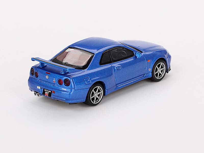 Nissan Skyline GT-R (R34) V-Spec – Bayside Blue (Mini GT) Diecast 1:64 Scale Model - TSM MGT00759