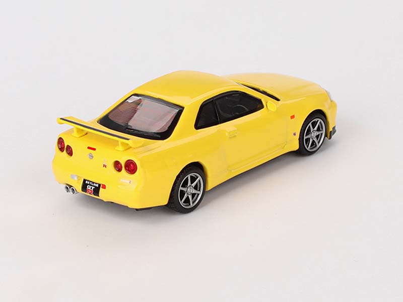 PRE-ORDER Nissan Skyline GT-R (R34) V-Spec – Lightning Yellow (Mini GT) Diecast 1:64 Scale Model - TSM MGT00762