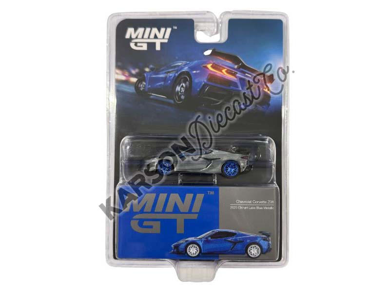 CHASE 2023 Chevrolet Corvette Z06 – Elkhart Lake Blue Metallic (Mini GT) Diecast 1:64 Scale Model - TSM MGT00892