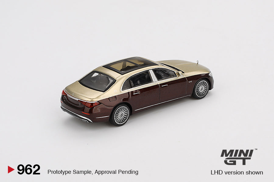 Mercedes-Maybach S680 – Gold / Dark Red Metallic (Mini GT) Diecast 1:64 Scale Model - TSM MGT00962