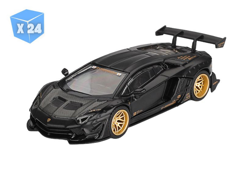 PRE-ORDER - 24 PACK Lamborghini Aventador LB-WORKS Matte Black (Mini GT) Diecast 1:64 Scale Model - TSM MGT01087