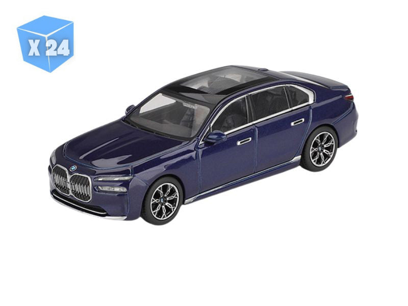 PRE-ORDER - 24 PACK BMW i7 xDrive60 – Tanzanite Blue Metallic (Mini GT) Diecast 1:64 Scale Model - TSM MGT01111