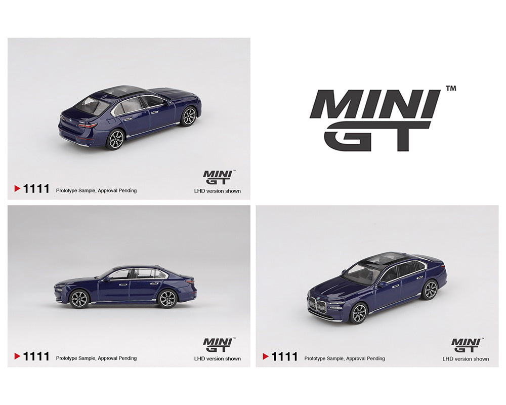 PRE-ORDER - 24 PACK BMW i7 xDrive60 – Tanzanite Blue Metallic (Mini GT) Diecast 1:64 Scale Model - TSM MGT01111