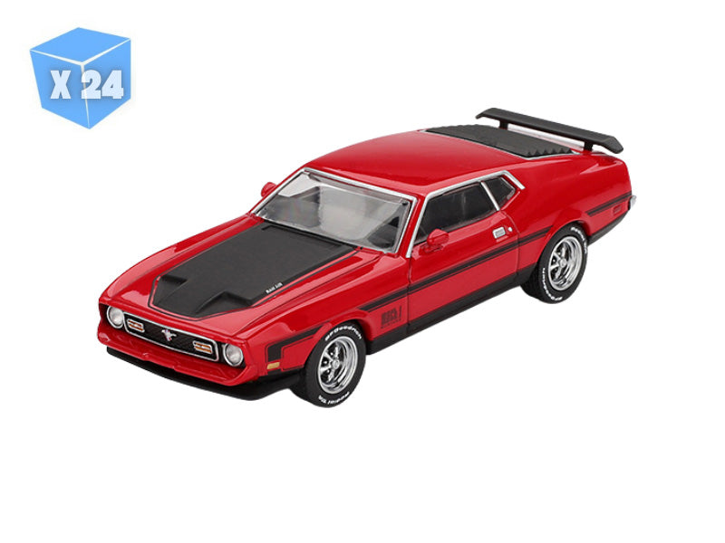 PRE-ORDER - 24 PACK 1971 Ford Mustang Mach 1 – Race Red (Mini GT) Diecast 1:64 Scale Models - TSM MGT01122