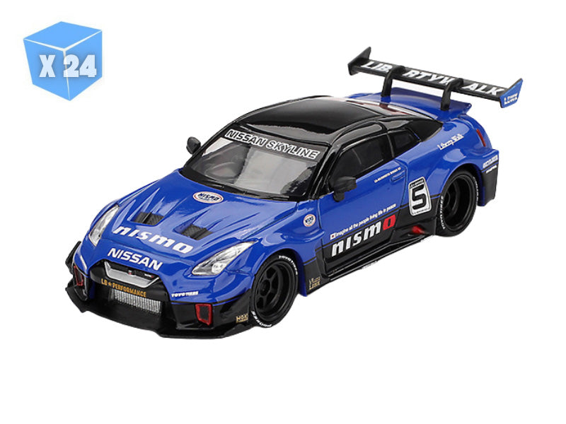 PRE-ORDER - 24 PACK Nissan 35GT-RR Ver.2 – Blue LB-Silhouette WORKS GT (Mini GT) Diecast 1:64 Scale Model - TSM MGT01124