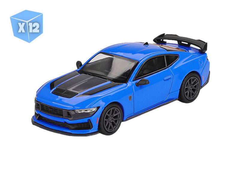 PRE-ORDER - 12 PACK 2024 Ford Mustang Dark Horse – Grabber Blue (Mini GT) Diecast 1:64 Scale Model - TSM MGT01141