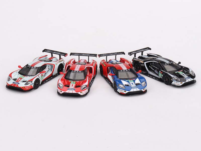 PRE-ORDER Ford GT LMGTE PRO 2019 24 Hrs of Le Mans Ford Chip Ganassi Team 4 Cars Set (Mini GT) Diecast 1:64 Scale Model - TSM MGTS0010