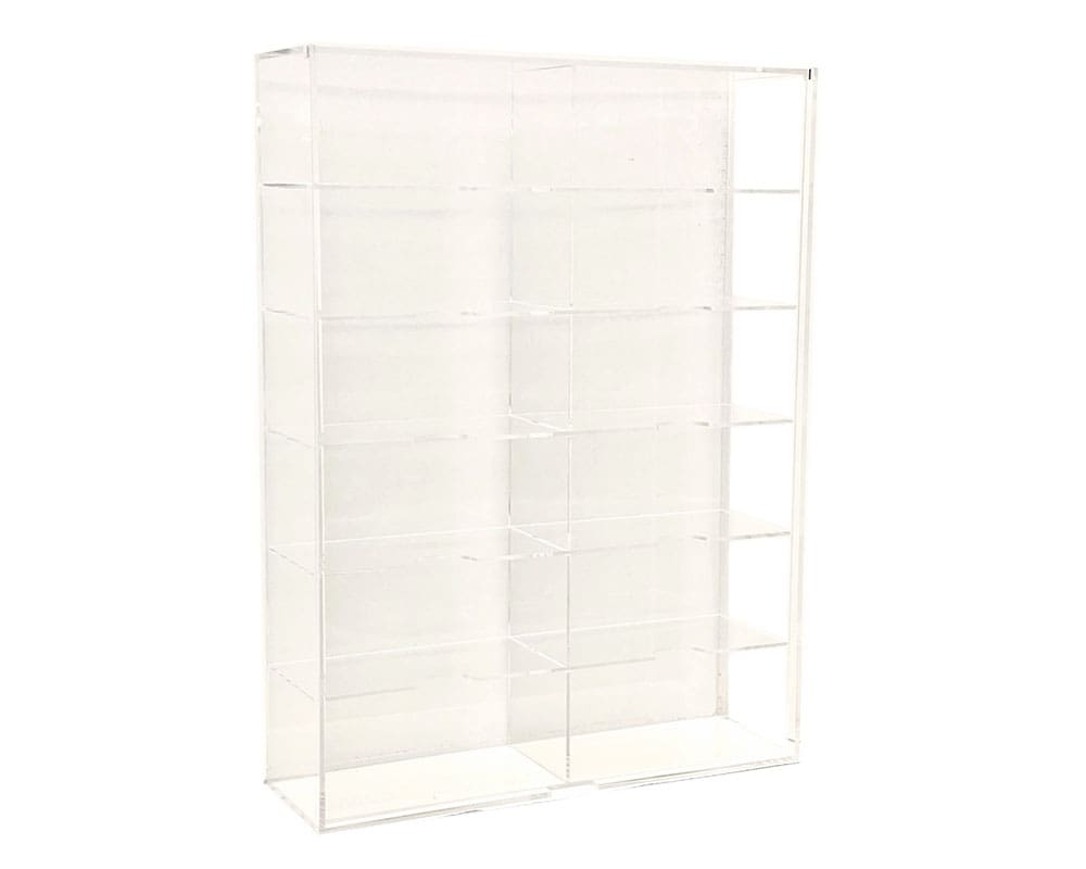 12-Car Display Case Wall Mount Plastic Clear Version w/ Cover (10.03″ x 3.03″ x 13.62″) Diecast 1:64 Scale Models - MiJo MJ10012