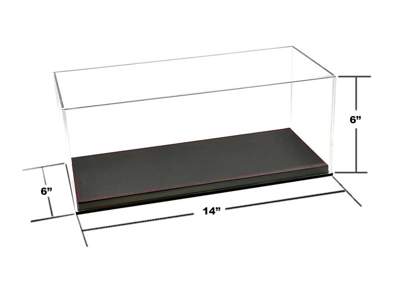 Black Leather Base Acrylic Display Case (6″x6″”x14″) Fits Diecast 1:18 Scale Models - MJ35015L