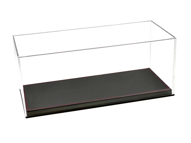 Black Leather Base Acrylic Display Case (6″x6″”x14″) Fits Diecast 1:18 Scale Models - MJ35015L