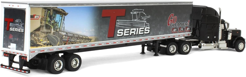 Peterbilt 379 Sleeper Cab in Black w/ Trailer - Gleaner T Series Diecast 1:64 Scale Model - SpecCast SCT971