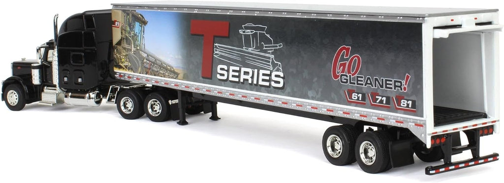 Peterbilt 379 Sleeper Cab in Black w/ Trailer - Gleaner T Series Diecast 1:64 Scale Model - SpecCast SCT971