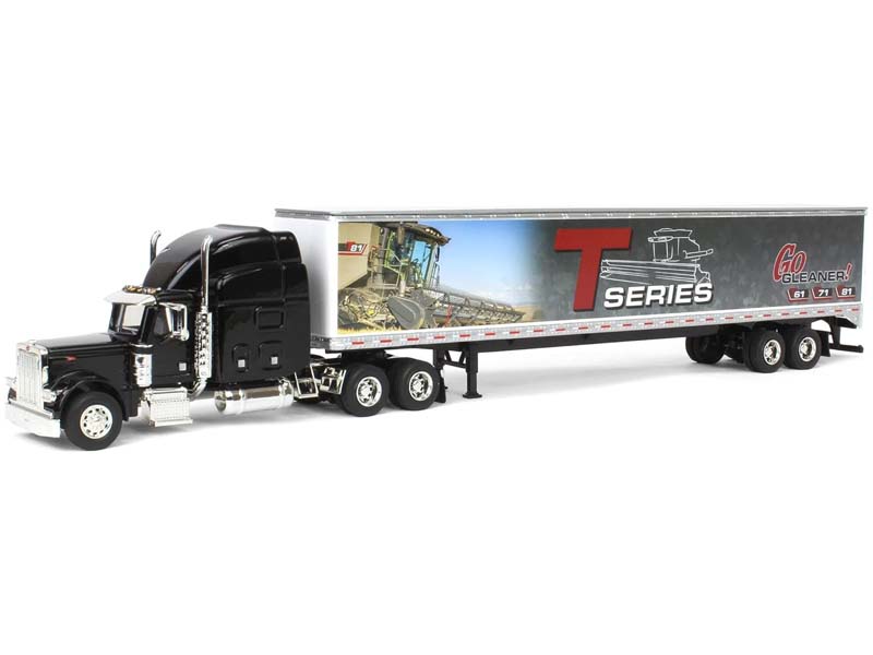 Peterbilt 379 Sleeper Cab in Black w/ Trailer - Gleaner T Series Diecast 1:64 Scale Model - SpecCast SCT971