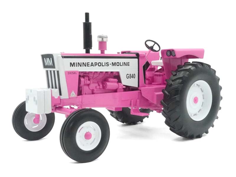 Pink Minneapolis Moline G840 Open Station Tractor w/ Wide Front Diecast 1:16 Scale Model - Spec Cast SCT979