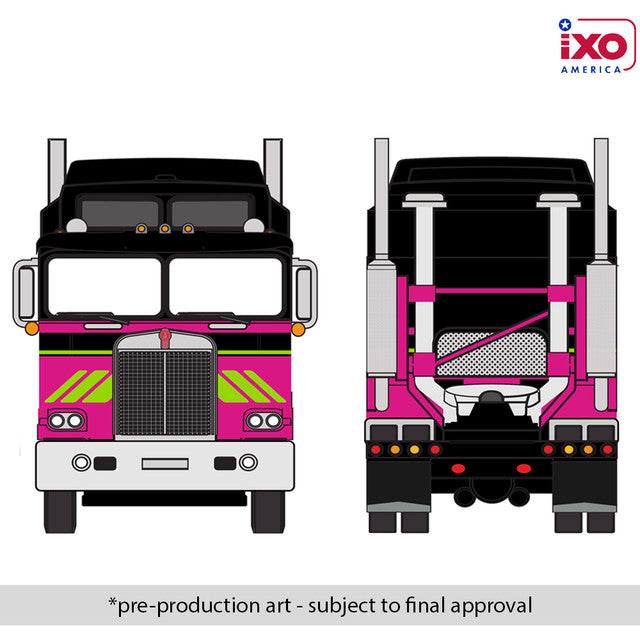 PRE-ORDER 1976 Kenworth K100 Aerodyne - Black and Pink Diecast 1:64 Scale Model - IXO America U64TR006