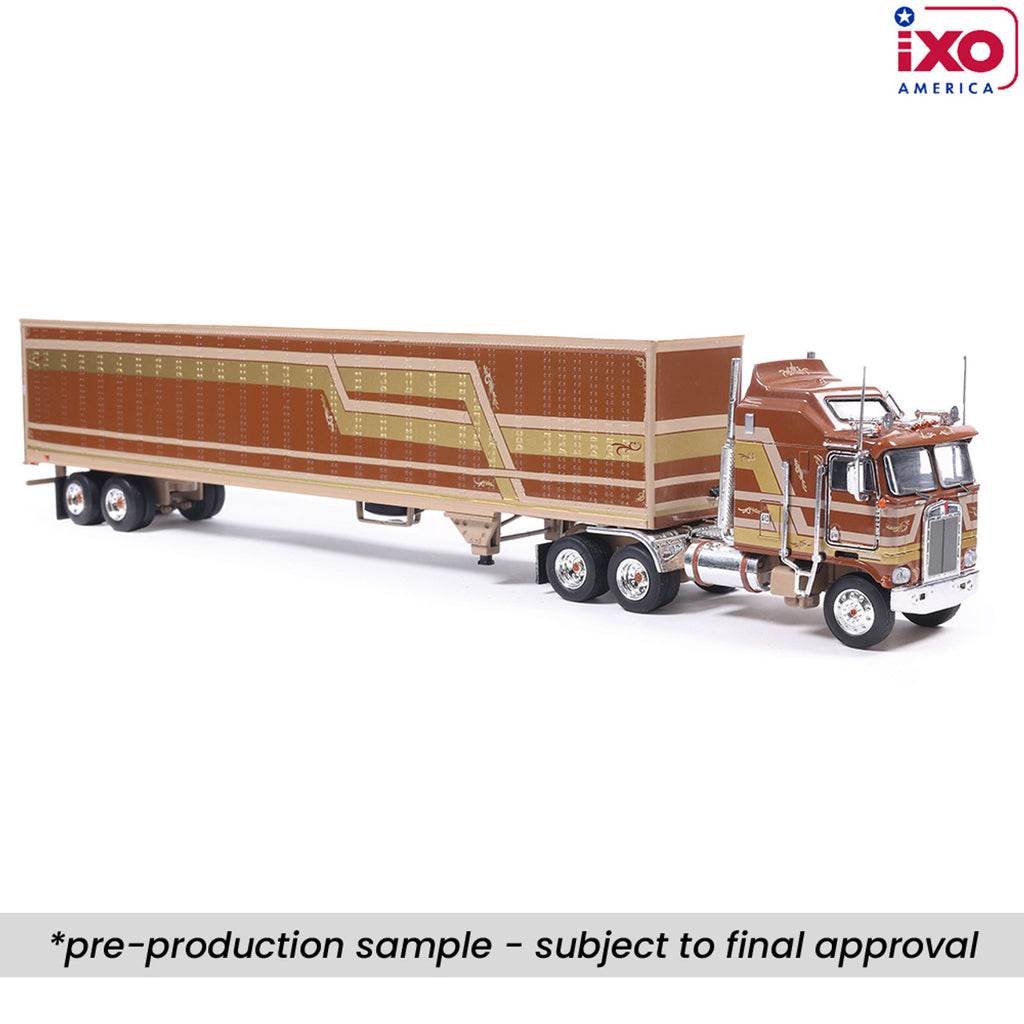 PRE-ORDER 1976 Kenworth K100 Aerodyne - Brown w/ Modern Trailer Diecast 1:64 Scale Model - IXO U64TRTR003M