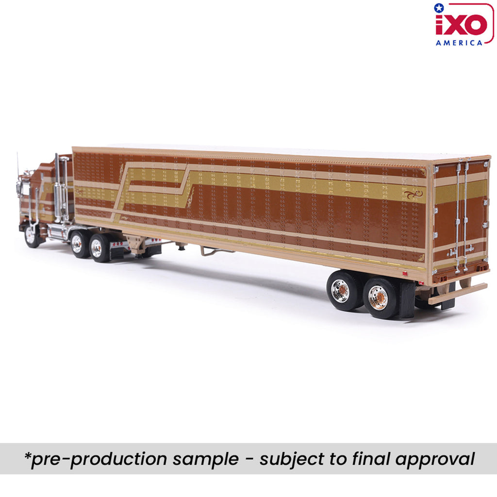 PRE-ORDER 1976 Kenworth K100 Aerodyne - Brown w/ Modern Trailer Diecast 1:64 Scale Model - IXO U64TRTR003M