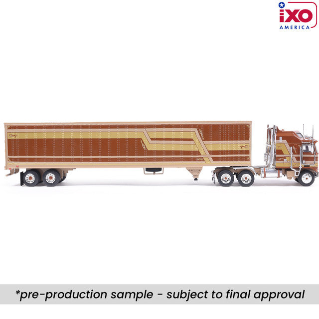 PRE-ORDER 1976 Kenworth K100 Aerodyne - Brown w/ Modern Trailer Diecast 1:64 Scale Model - IXO U64TRTR003M