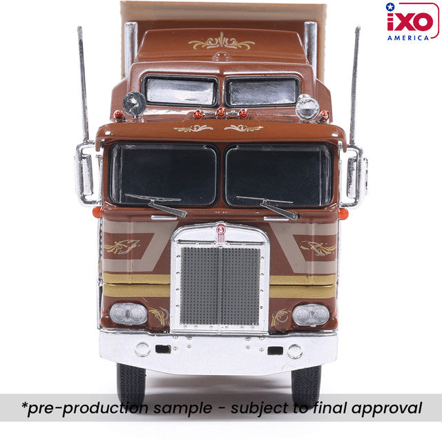 PRE-ORDER 1976 Kenworth K100 Aerodyne - Brown w/ Modern Trailer Diecast 1:64 Scale Model - IXO U64TRTR003M