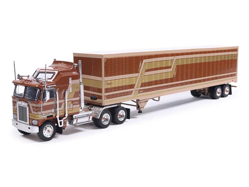 PRE-ORDER 1976 Kenworth K100 Aerodyne - Brown w/ Modern Trailer Diecast 1:64 Scale Model - IXO U64TRTR003M