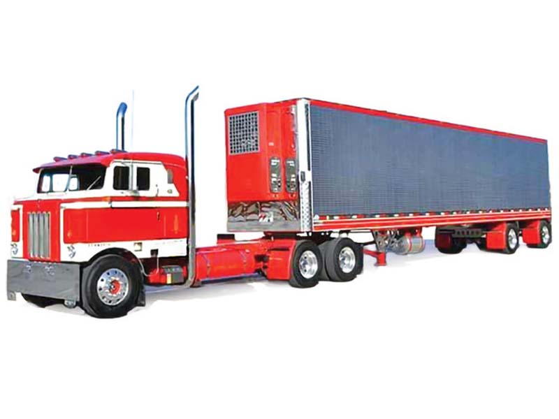 PRE-ORDER 1950 Kenworth Bullnose - Red and White w/ Vintage Chrome Trailer Diecast 1:64 Scale Model - IXO U64TRTR005S