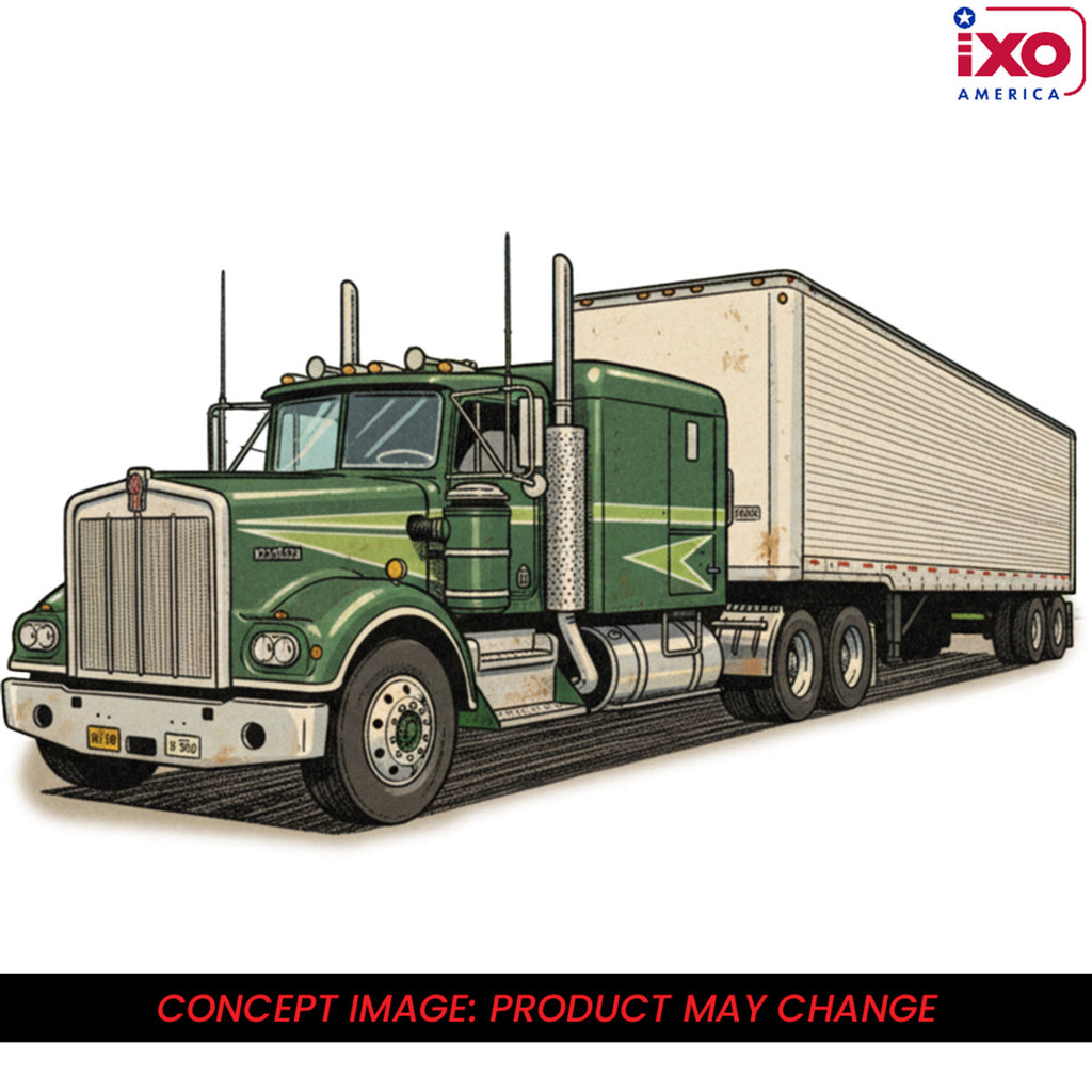 PRE-ORDER 1974 Kenworth W-925 - Green w/ White Trailer Diecast 1:64 Scale Model - IXO America U64TRTR006S