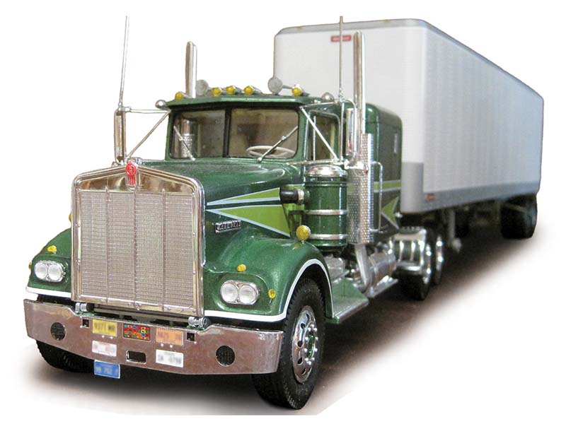 PRE-ORDER 1974 Kenworth W-925 - Green w/ White Trailer Diecast 1:64 Scale Model - IXO America U64TRTR006S