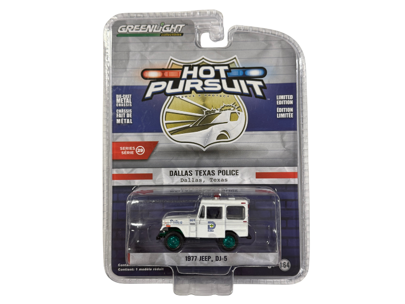 CHASE 1977 Jeep DJ-5 - Dallas Texas Police (Hot Pursuit Series 29) Diecast 1:64 Scale Model - Greenlight 42860B