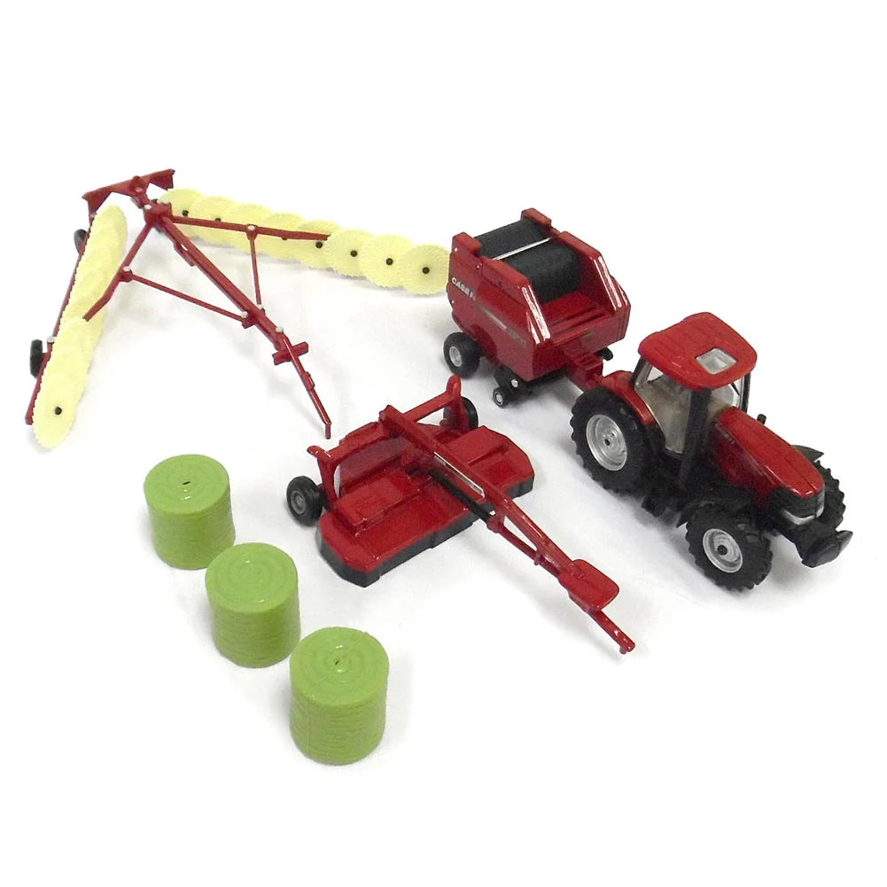 Case IH Haying Set w/ Tractor, Baler, Mower & Hay Rake Diecast 1:64 Scale Model - ERTL ZFN44078