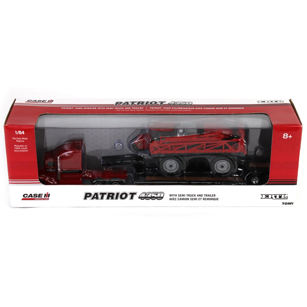 Case IH Patriot 4350 Sprayer & Semi w/ Lowboy Trailer Diecast 1:64 Scale Model - ERTL ZFN44379