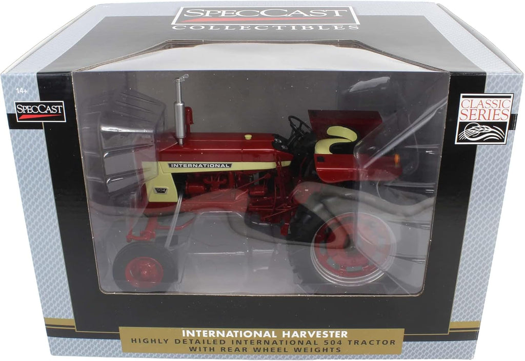 International 504 Wide Front Tractor w/ Rear Wheel Weights Diecast 1:16 Scale Model - SpecCast ZJD1954