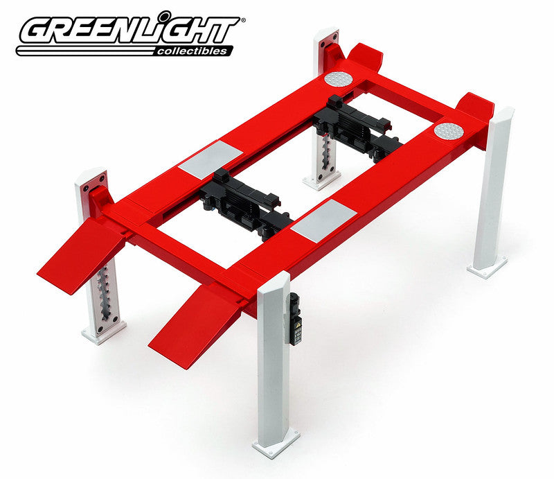Four-Post Lift - Red and White for Diecast 1:18 Scale Models - Greenlight 12888