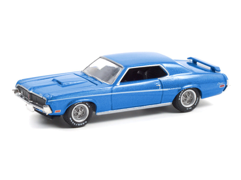 CHASE 1969 Mercury Cougar Eliminator Medium Blue Iridescent (Muscle Series 25) Diecast 1:64 Scale Model Car - Greenlight 13300B