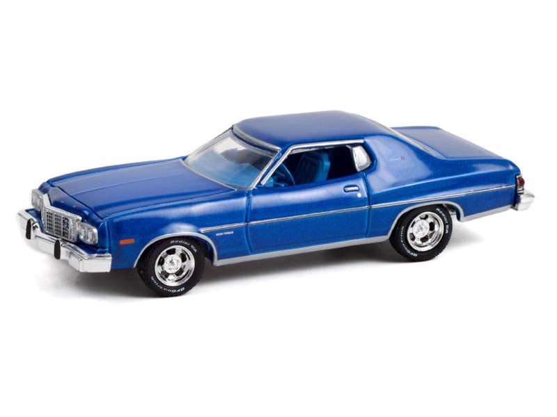 1974 Ford Gran Torino Sport 2-Door Hardtop - Medium Blue Metallic (GreenLight Muscle) Series 26 Diecast 1:64 Scale Model - Greenlight 13310B
